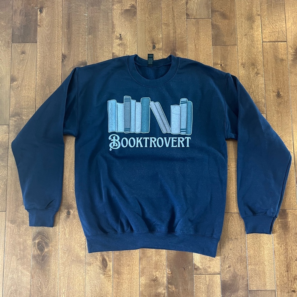 NWT Navy Booktrovert crewneck sweatshirt